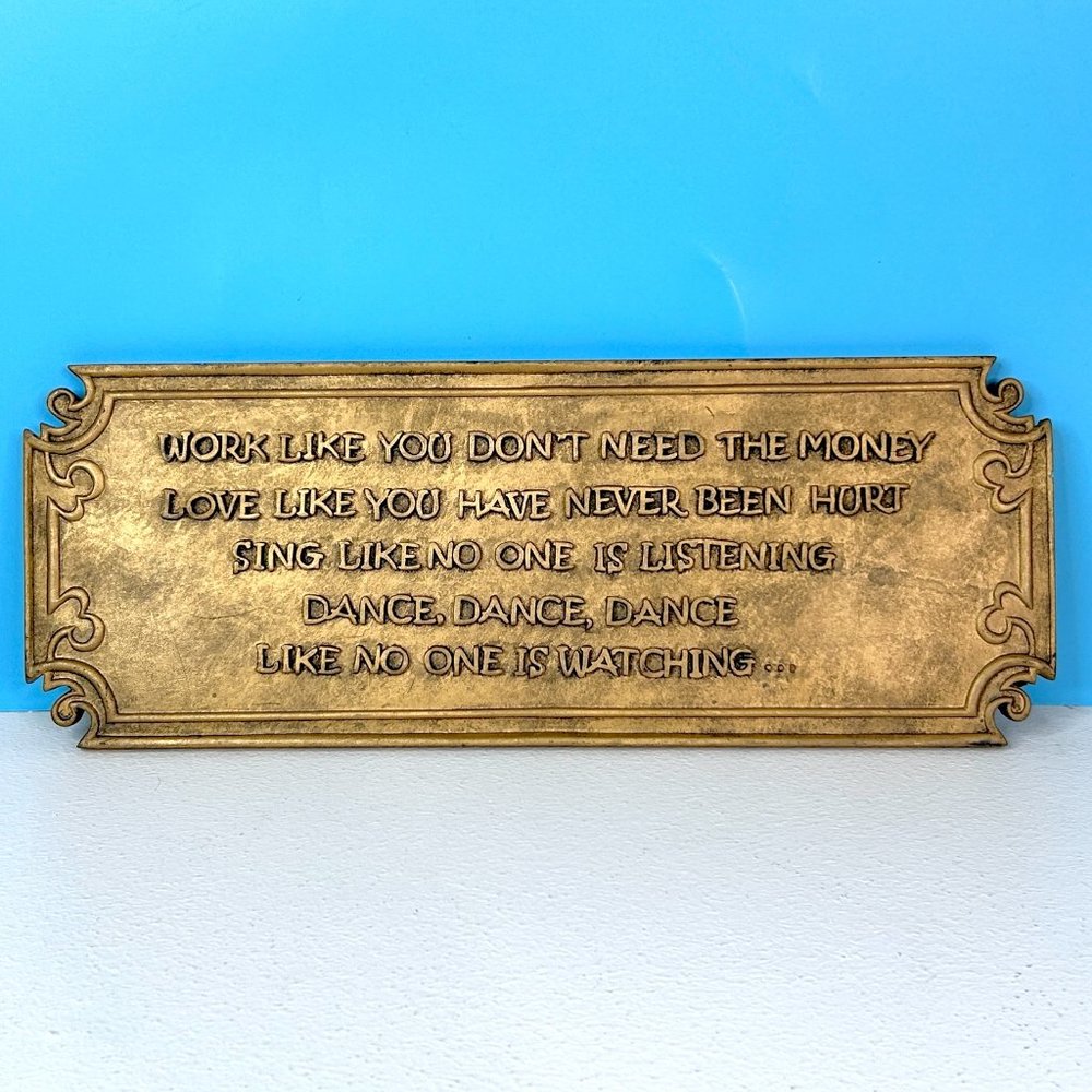 Antique Gold Finish Wall Art Plaque SATCHEL PAIGE QUOTE Living Life Instructions